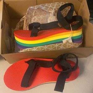 All gender Rainbow Teva platform sandals